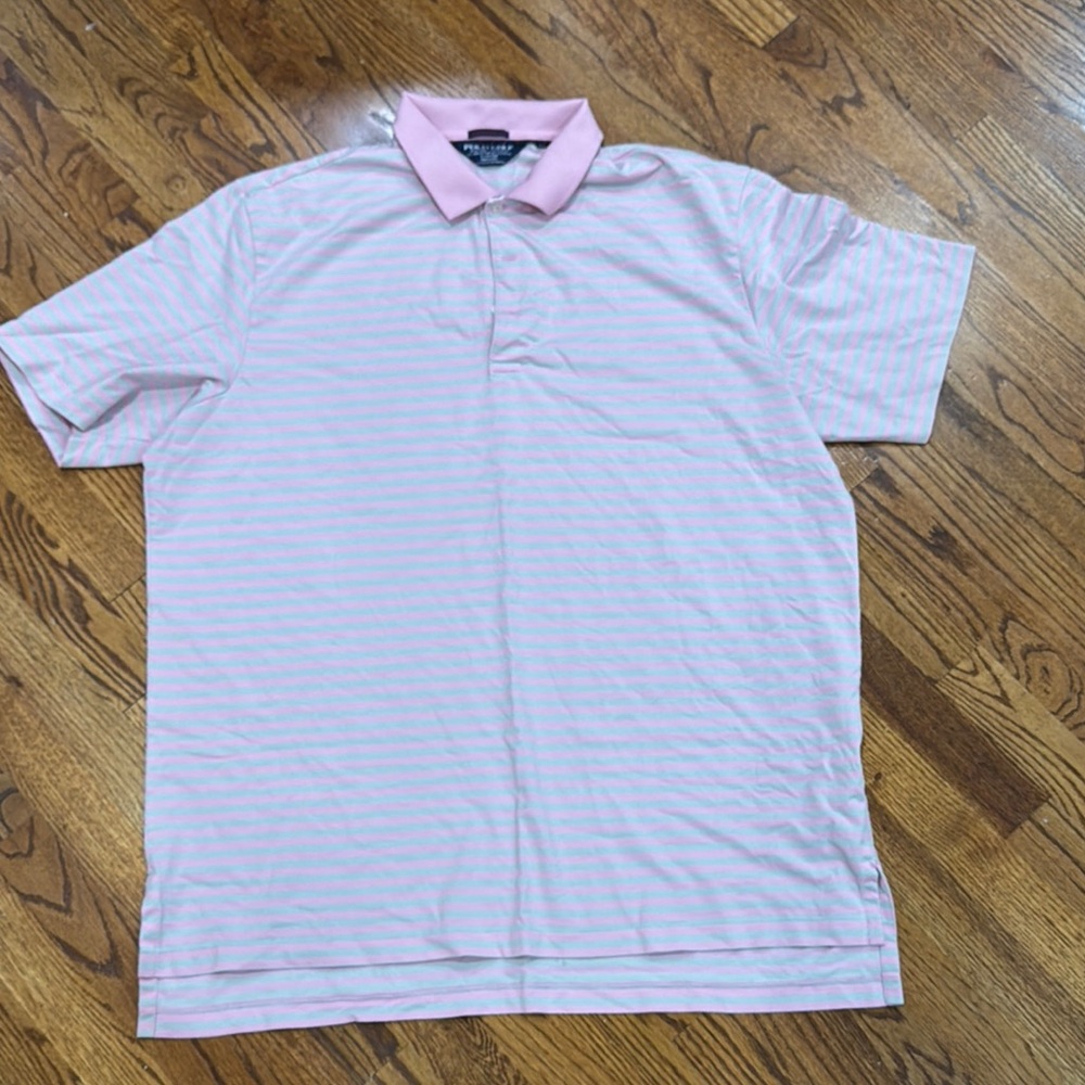Polo Golf Men's Pink Striped Polo Shirt